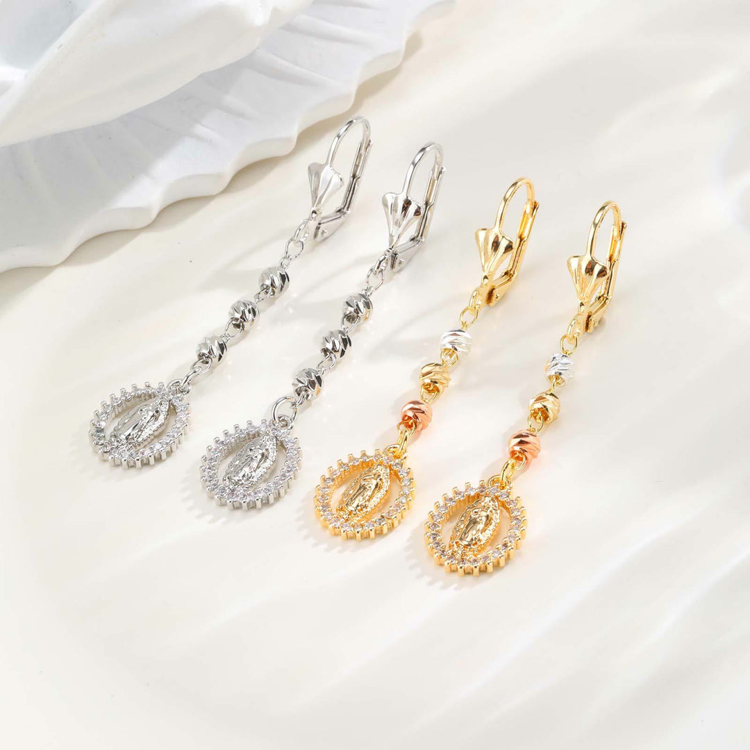 Christianartworkshop Engraved Our Lady Portrait Drop Earrings: Symbol Of Calm Everlasting Peace - image 4