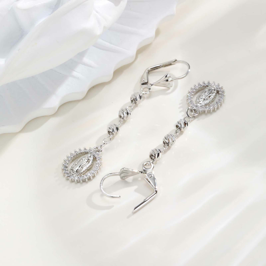 Christianartworkshop Engraved Our Lady Portrait Drop Earrings: Symbol Of Calm Everlasting Peace - image 10