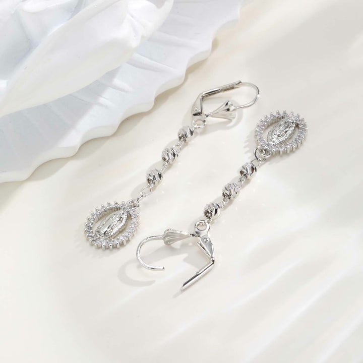 Christianartworkshop Engraved Our Lady Portrait Drop Earrings: Symbol Of Calm Everlasting Peace - image 10