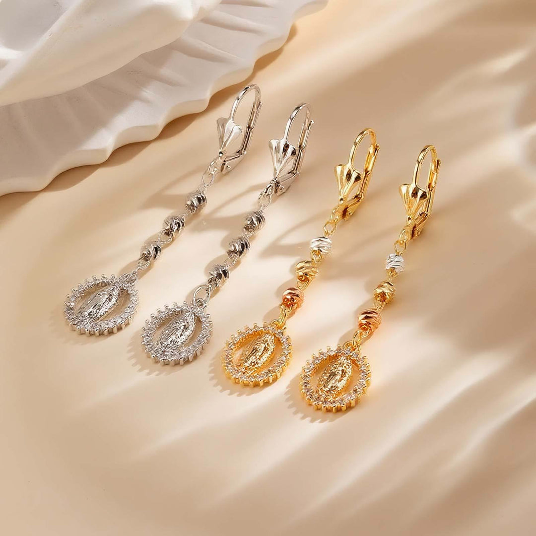 Christianartworkshop Engraved Our Lady Portrait Drop Earrings: Symbol Of Calm Everlasting Peace - image 5