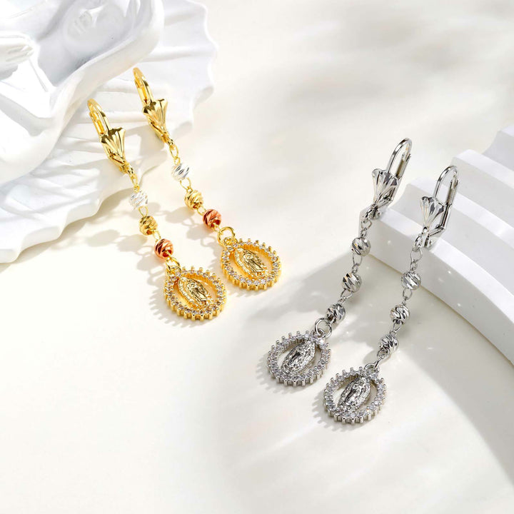 Christianartworkshop Engraved Our Lady Portrait Drop Earrings: Symbol Of Calm Everlasting Peace - image 6