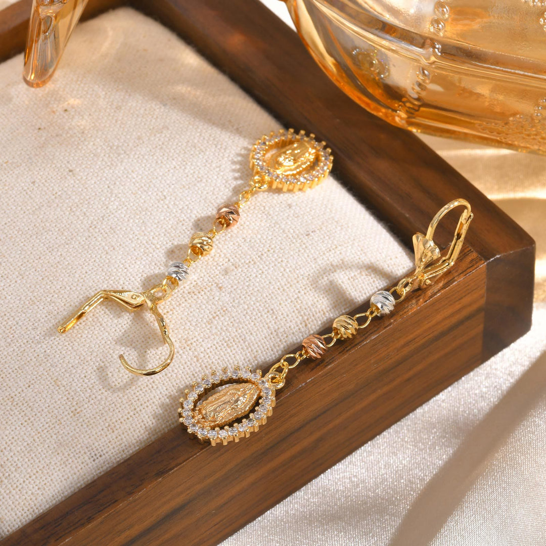 Christianartworkshop Engraved Our Lady Portrait Drop Earrings: Symbol Of Calm Everlasting Peace - image 7