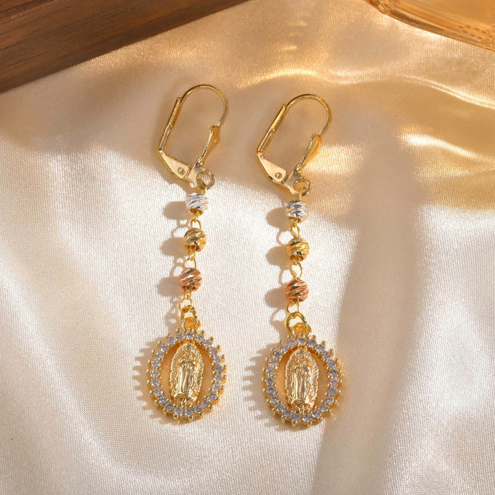 Christianartworkshop Engraved Our Lady Portrait Drop Earrings: Symbol Of Calm Everlasting Peace - image 8