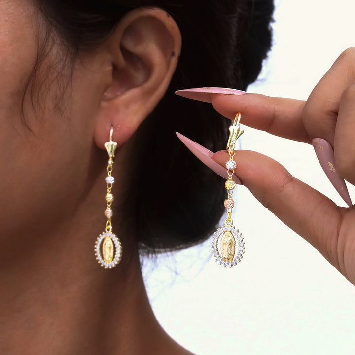 Christianartworkshop Engraved Our Lady Portrait Drop Earrings: Symbol Of Calm Everlasting Peace - image 2