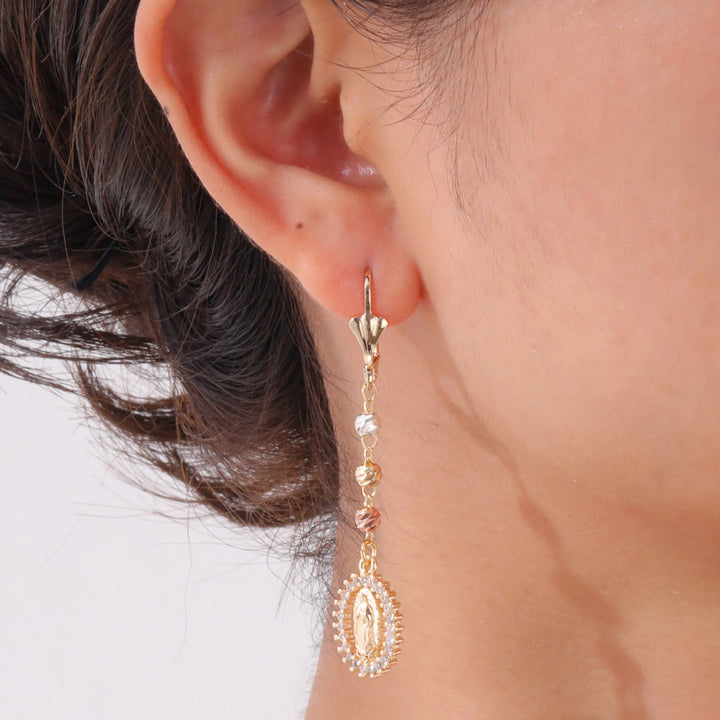 Christianartworkshop Engraved Our Lady Portrait Drop Earrings: Symbol Of Calm Everlasting Peace - image 3