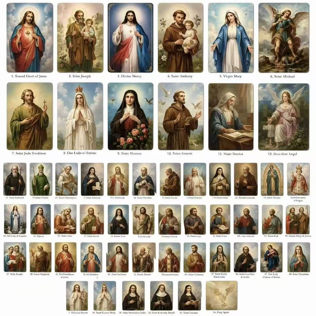 Christianartworkshop Multicolor Cross Leather Holy Cards Album with Packs of 54 Saint Portrait Cards - image 16
