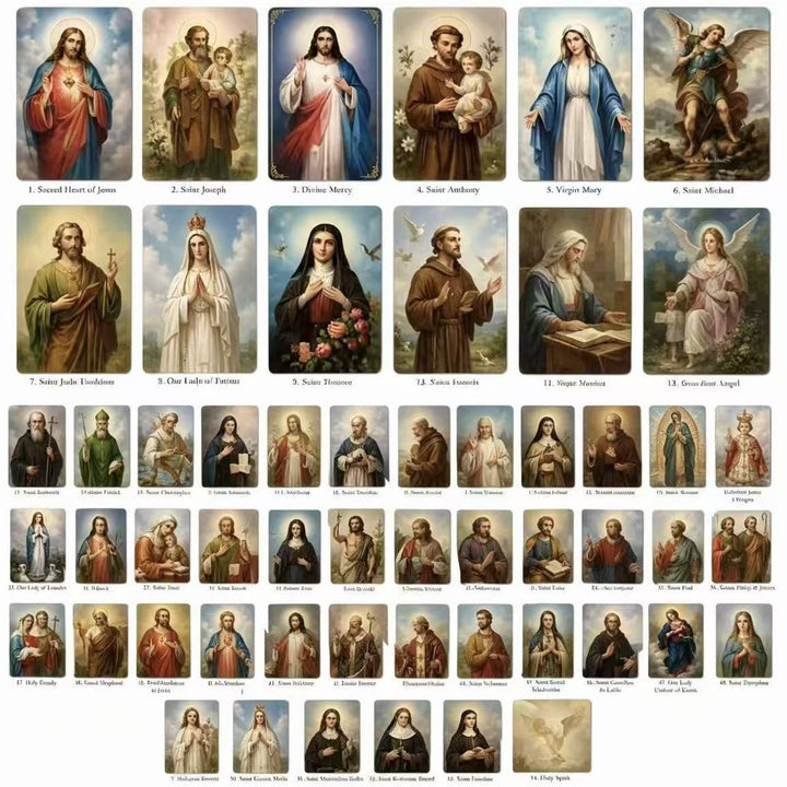 Christianartworkshop Multicolor Cross Leather Holy Cards Album with Packs of 54 Saint Portrait Cards - image 16