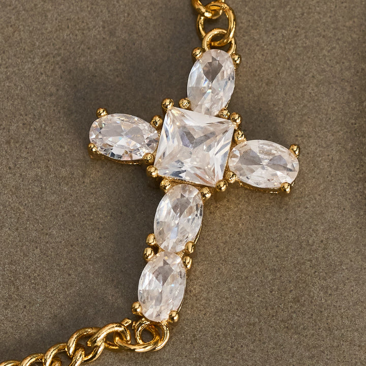 Christianartworkshop Faceted Crystal Cross Statement Bracelet: Symbol Of Calm Everlasting Peace - image 4
