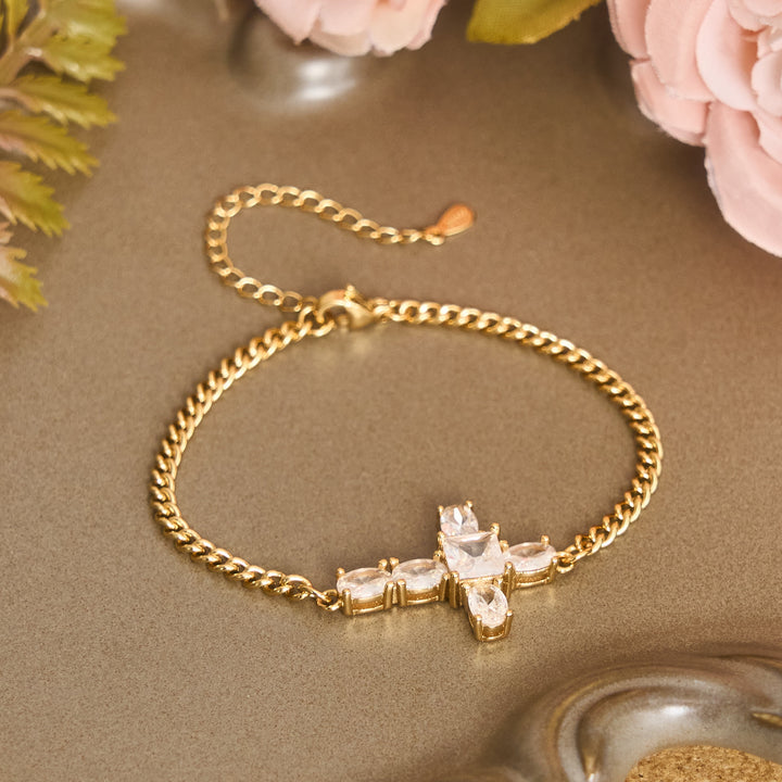 Christianartworkshop Faceted Crystal Cross Statement Bracelet: Symbol Of Calm Everlasting Peace - image 1