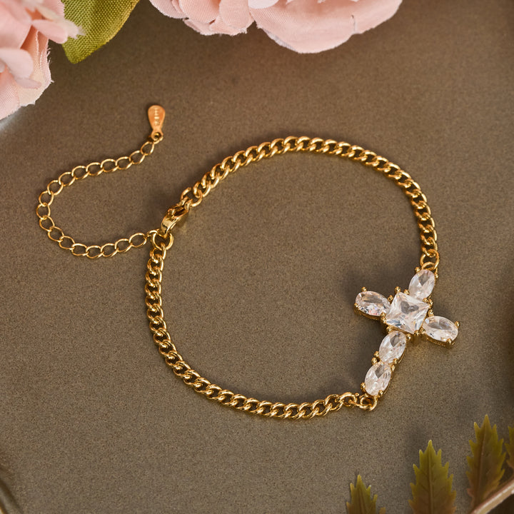Christianartworkshop Faceted Crystal Cross Statement Bracelet: Symbol Of Calm Everlasting Peace - image 3