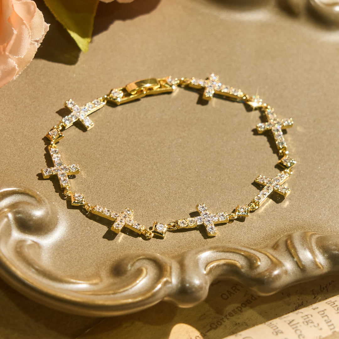 Christianartworkshop Sequential Crystal Cross Chain Bracelet: Token Of Unbroken Divine Shelter - image 2