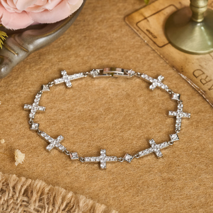 Christianartworkshop Sequential Crystal Cross Chain Bracelet: Token Of Unbroken Divine Shelter - image 6