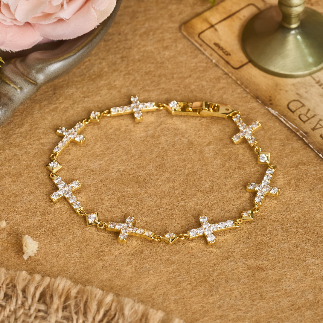 Christianartworkshop Sequential Crystal Cross Chain Bracelet: Token Of Unbroken Divine Shelter - image 3
