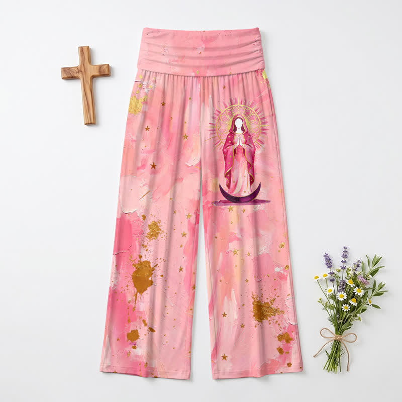 Christianartworkshop Pink Moon Halo Foldover Waist Women's Wide Leg Pants - US22,UK/AU26,EU54 - image 0