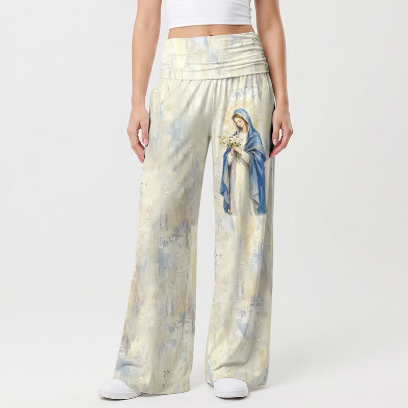 Christianartworkshop Madonna Watercolor Palazzo Women’s Wide Leg Pants - US22,UK/AU26,EU54 - image 0