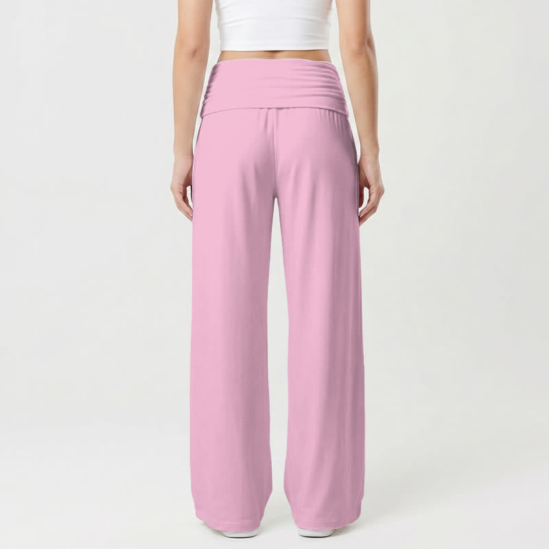 Christianartworkshop Floral Cross Foldover Waist Women's Wide Leg Pants - image 1