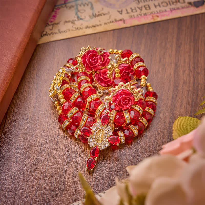 Christianartworkshop Crimson Red Rose St.Benedict Rosary: Emblem of Gentle Heavenly Grace - image 5