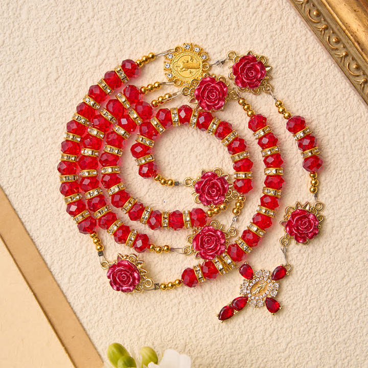 Christianartworkshop Crimson Red Rose St.Benedict Rosary: Emblem of Gentle Heavenly Grace - image 4