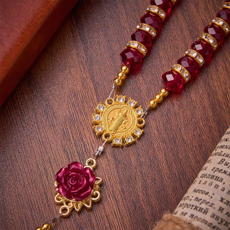 Christianartworkshop Crimson Red Rose St.Benedict Rosary: Emblem of Gentle Heavenly Grace - image 7