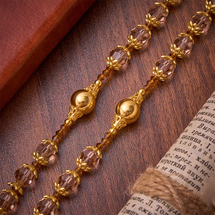 Christianartworkshop Amber Taupe Faceted Our Lady Rosary With Carved Crucifix: Keepsake for Sacred Milestone Ceremonies - image 6