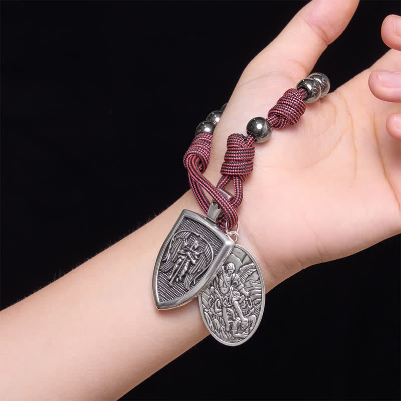 Christianartworkshop Burgundy Paracord St.Michael Archangel Pocket Rosary: Emblem of Brave Heavenly Grace - image 1