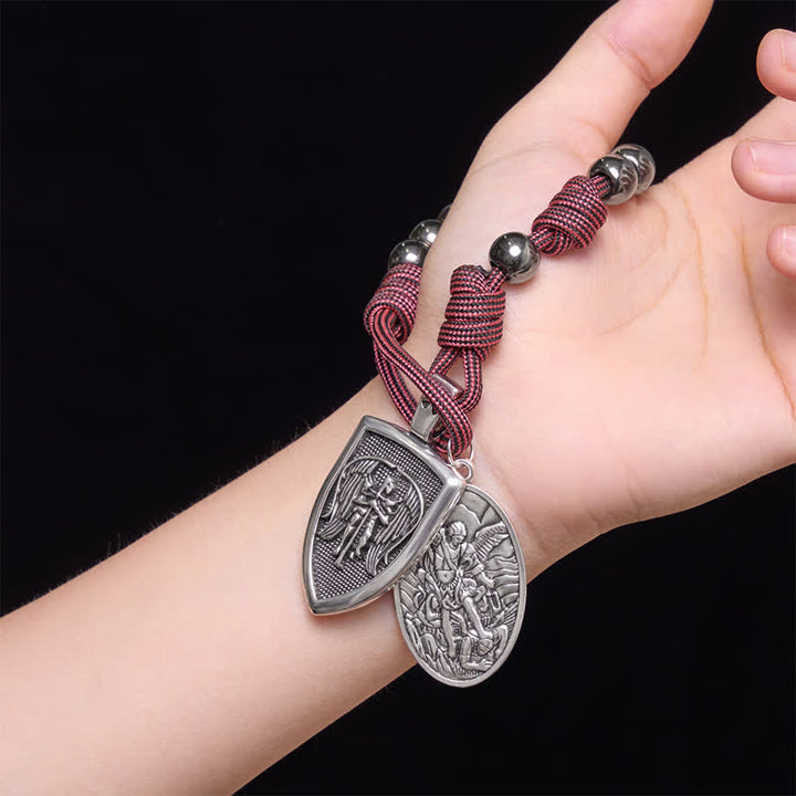 FREE Today: Burgundy Paracord St.Michael Archangel Pocket Rosary: Emblem of Brave Heavenly Grace - image 1