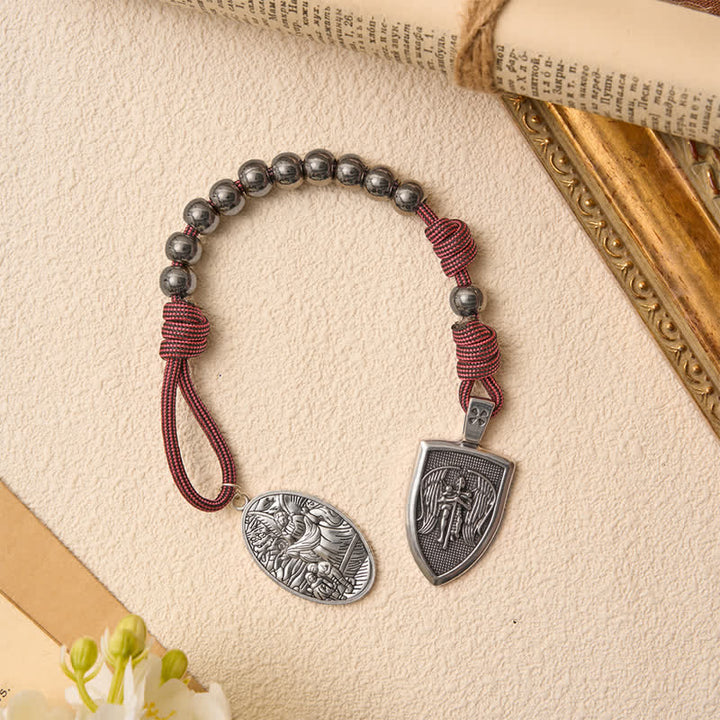 FREE Today: Burgundy Paracord St.Michael Archangel Pocket Rosary: Emblem of Brave Heavenly Grace - image 4