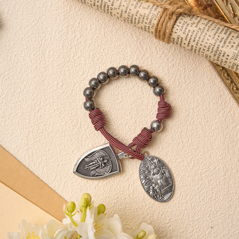 Christianartworkshop Burgundy Paracord St.Michael Archangel Pocket Rosary: Emblem of Brave Heavenly Grace - image 5