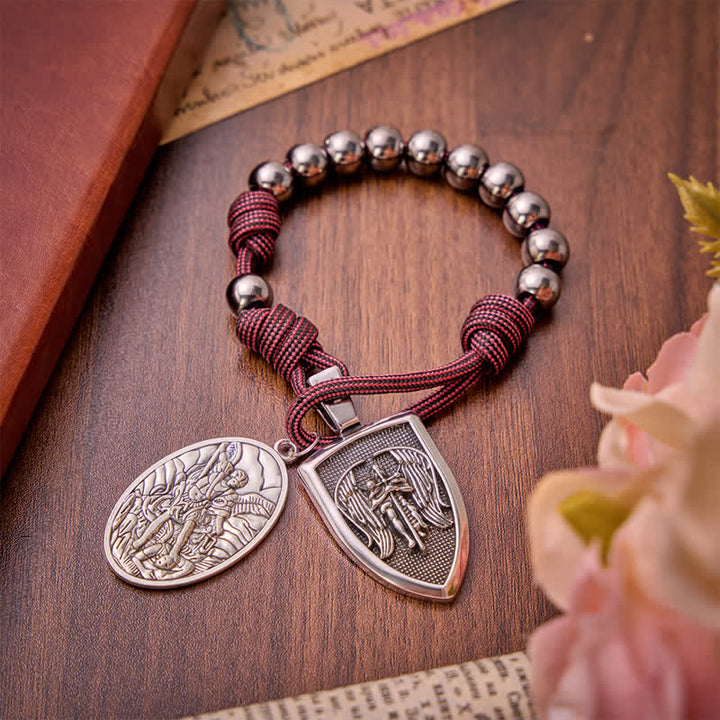 FREE Today: Burgundy Paracord St.Michael Archangel Pocket Rosary: Emblem of Brave Heavenly Grace - St.Michael Wine Paracord Rosary - image 0