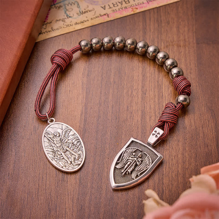 Christianartworkshop Burgundy Paracord St.Michael Archangel Pocket Rosary: Emblem of Brave Heavenly Grace - image 3