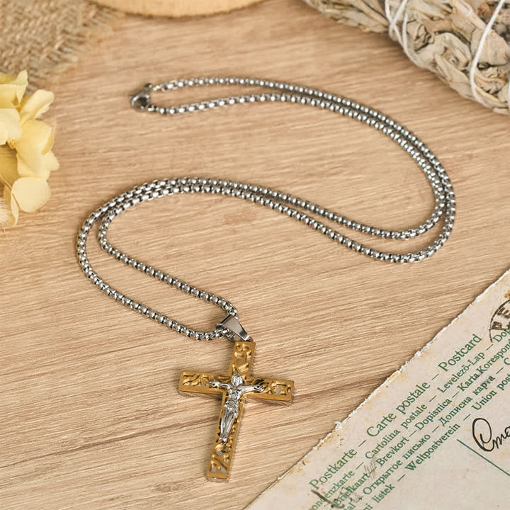 FREE Today: Openwork Corpus Crucifix Pendant Necklace: Token Of Abiding Divine Mercy - Golden - image 3