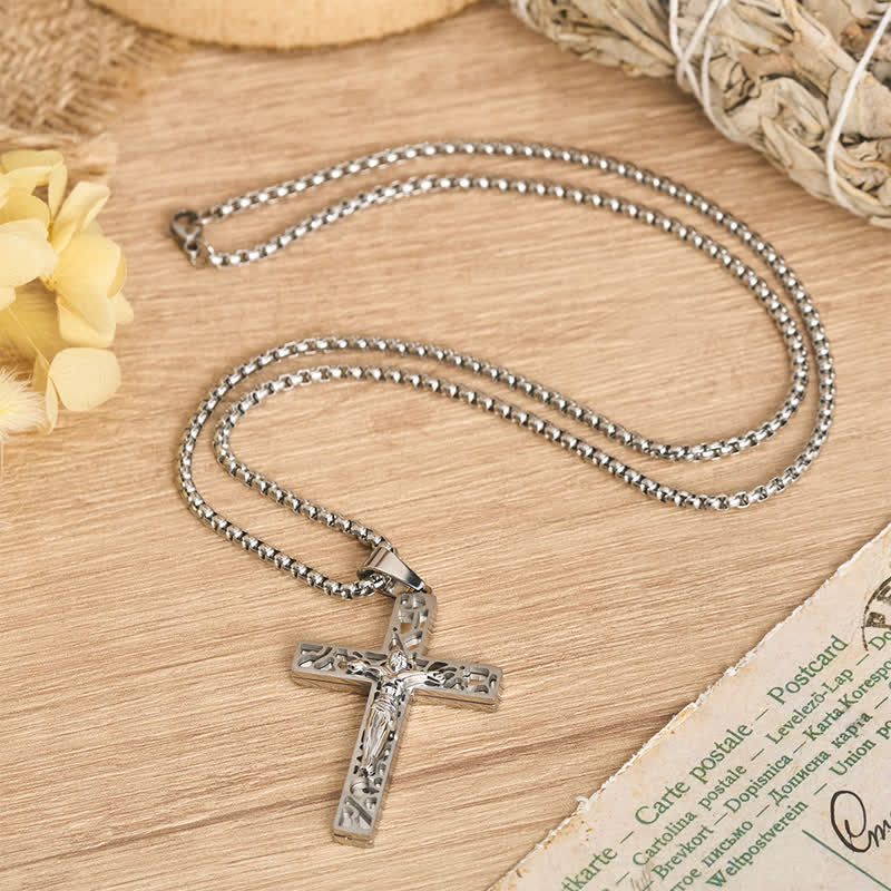 Christianartworkshop Openwork Corpus Crucifix Pendant Necklace: Token Of Abiding Divine Mercy - Silver - image 1