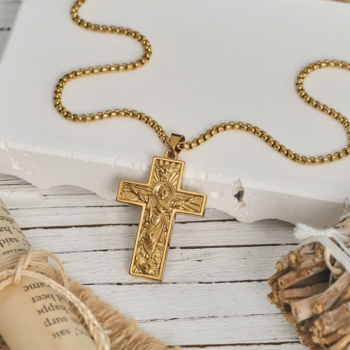 Christianartworkshop Polished Radiant Halo Crucifix Pendant Necklace: Token Of Everlasting Divine Grace - image 5