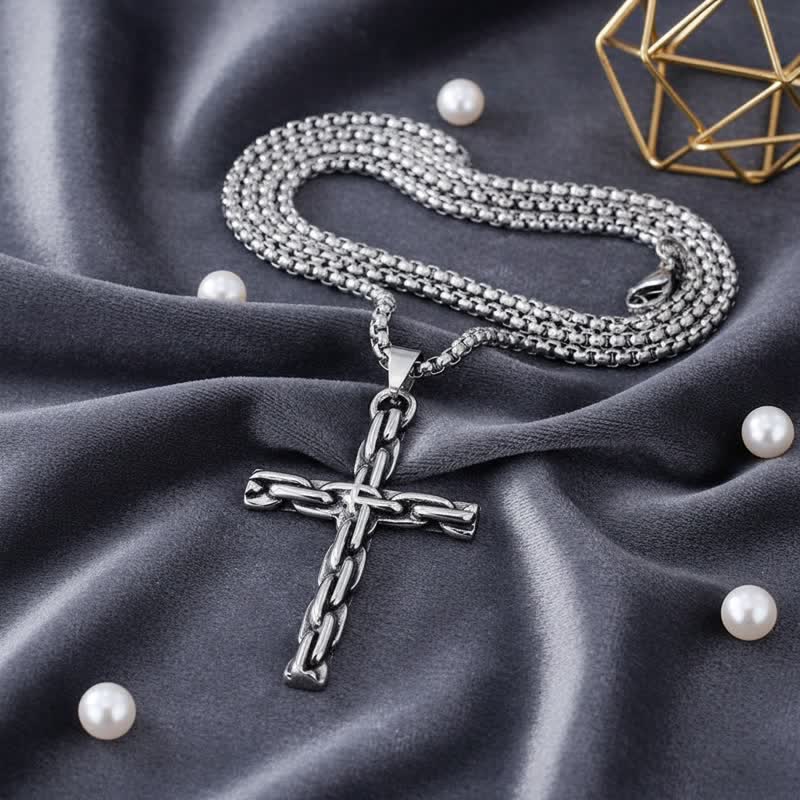 Christianartworkshop Sculpted Chain Cross Necklace: Symbol Of Calm Abiding Peace - image 1