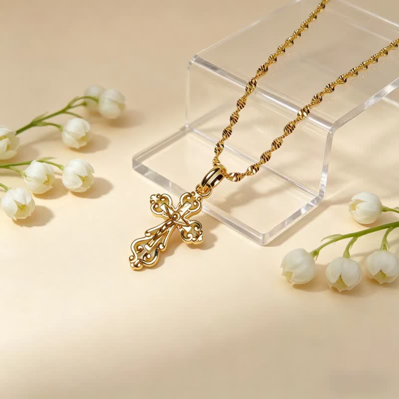 Christianartworkshop Sacred Filigree Cross Copper Necklace: Symbol of Calm Abiding Peace - image 1