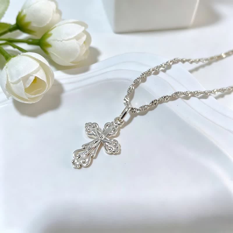 Christianartworkshop Sacred Filigree Cross Copper Necklace: Symbol of Calm Abiding Peace - Silver - image 5