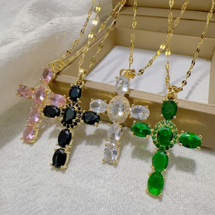 Christianartworkshop Sacred Titanium Steel Gem Cross Necklace: Symbol of Calm Abiding Peace - image 2