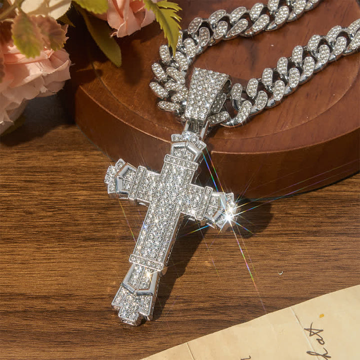 Christianartworkshop Sacred Alloy Iced Cross Cuban Necklace: Symbol of Calm Abiding Peace - image 4