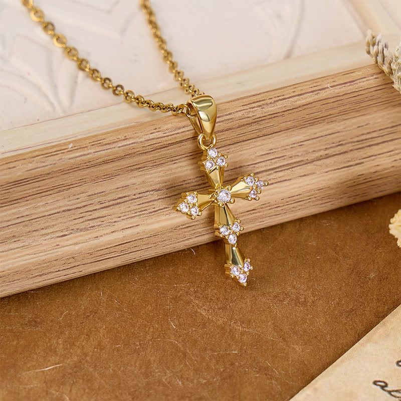 Christianartworkshop Lightweight Dainty Crystal Cross Necklace: Sign of Timeless Sacred Solace - Cross - image 0