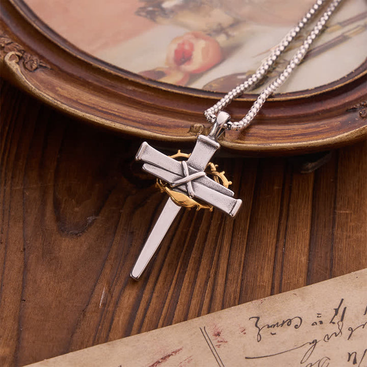 Christianartworkshop Textured Crown of Thorns Cross Necklace: Sign of Heavenly Blessings - image 4