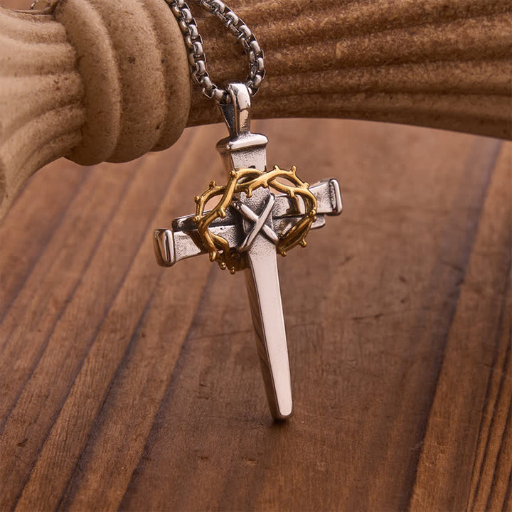 Christianartworkshop Textured Crown of Thorns Cross Necklace: Sign of Heavenly Blessings - image 2
