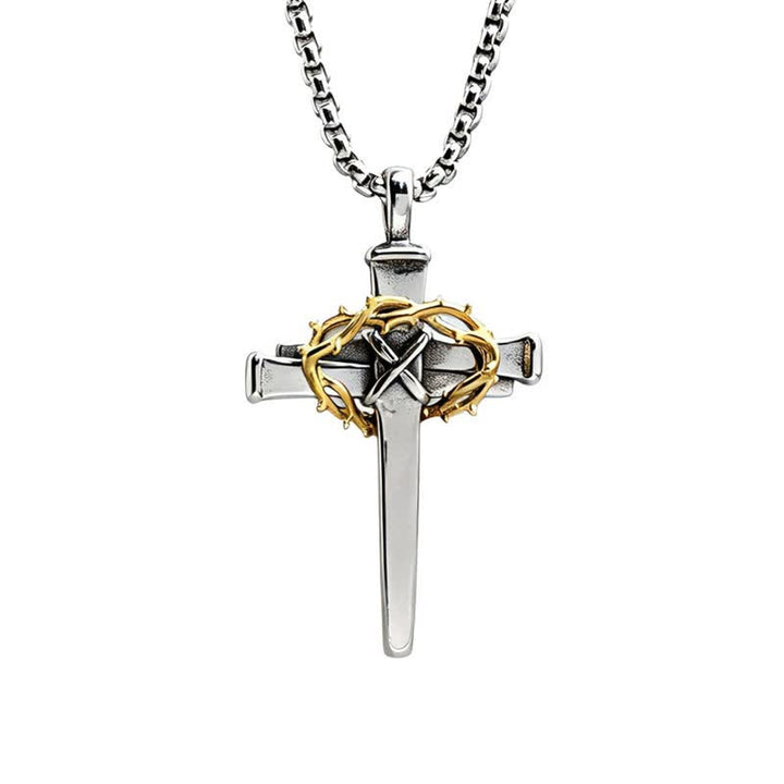 Christianartworkshop Textured Crown of Thorns Cross Necklace: Sign of Heavenly Blessings - Cross - image 0