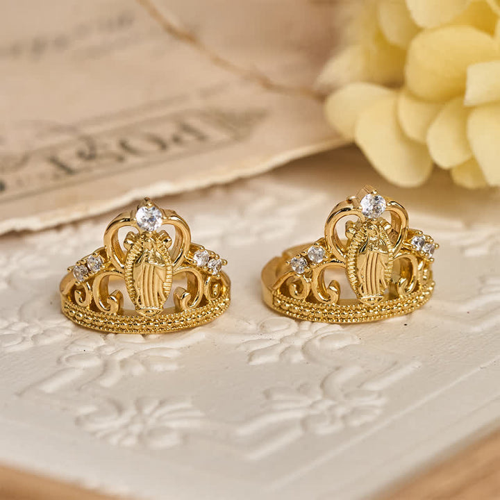 Christianartworkshop Jeweled Open Crown Our Lady Copper Ring: Token of Divine Shelter - image 2