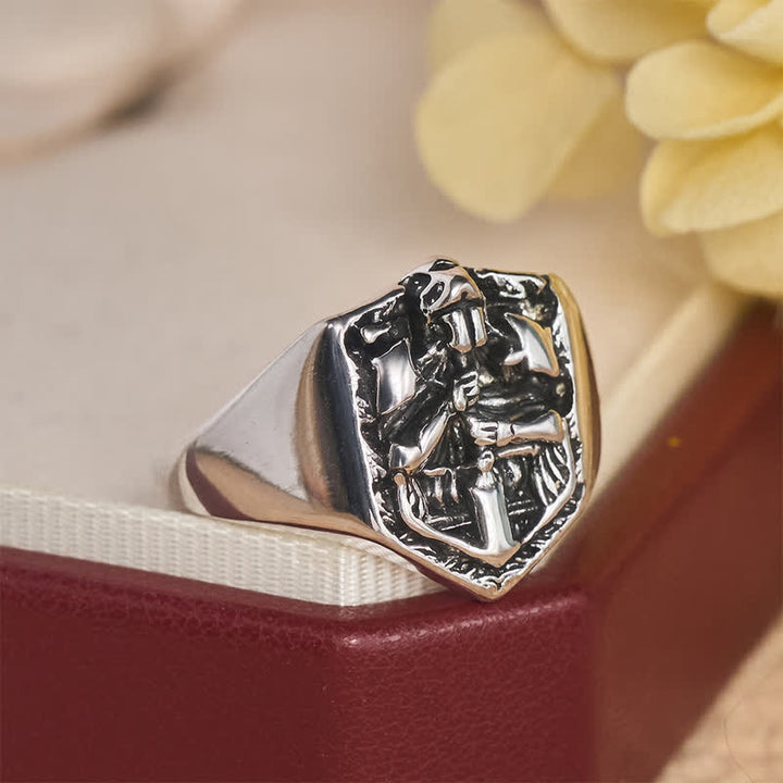 Christianartworkshop Deep Carved Holy Knight Signet Ring: Token of Divine Shelte - image 5