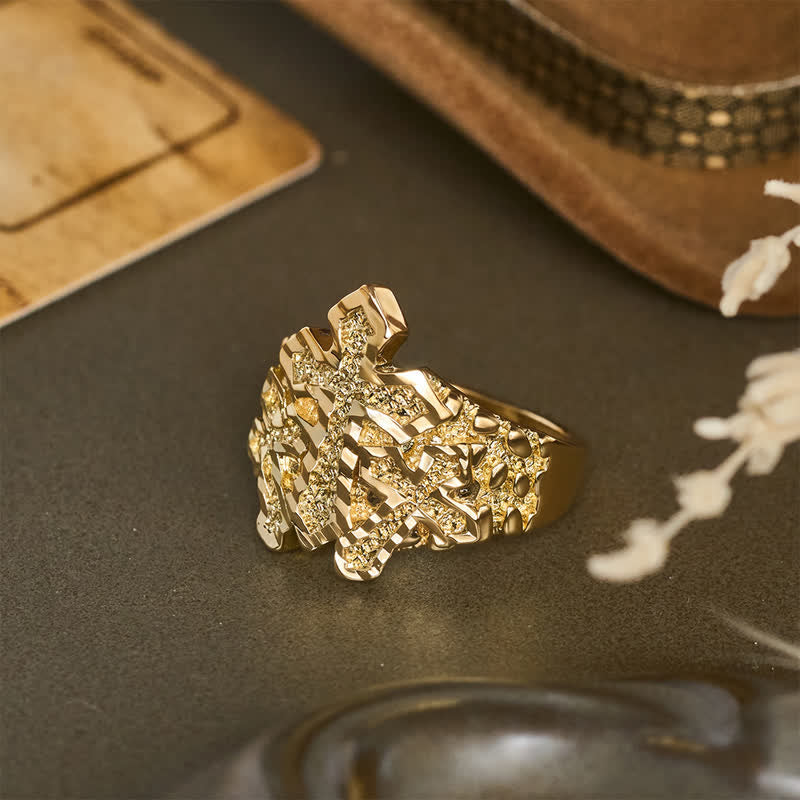 Christianartworkshop Rugged Grain Cross Stainless Steel Ring: Sign of Heavenly Blessings - image 5