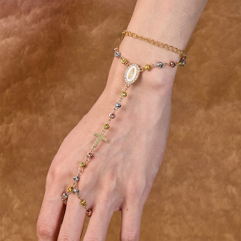 Christianartworkshop Sacred Our Lady Medallion Beaded Chain: Symbol of Calm Abiding Peace - image 1