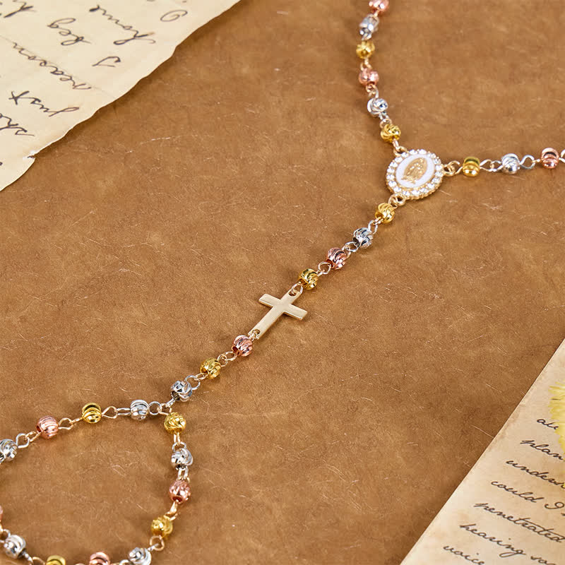 Christianartworkshop Sacred Our Lady Medallion Beaded Chain: Symbol of Calm Abiding Peace - image 3