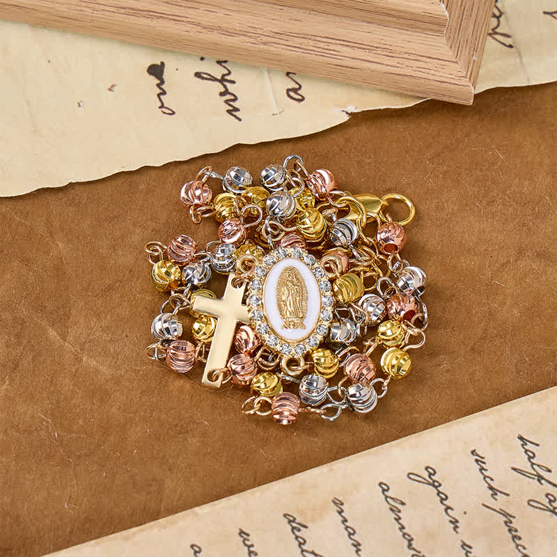 Christianartworkshop Sacred Our Lady Medallion Beaded Chain: Symbol of Calm Abiding Peace - image 2