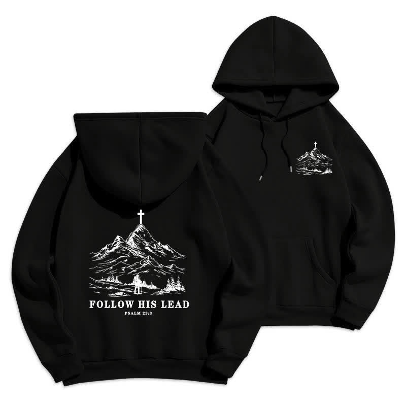 Christianartworkshop Follow His Lead Mountain Cross Pullover Hoodie - Black - 2XL - image 0