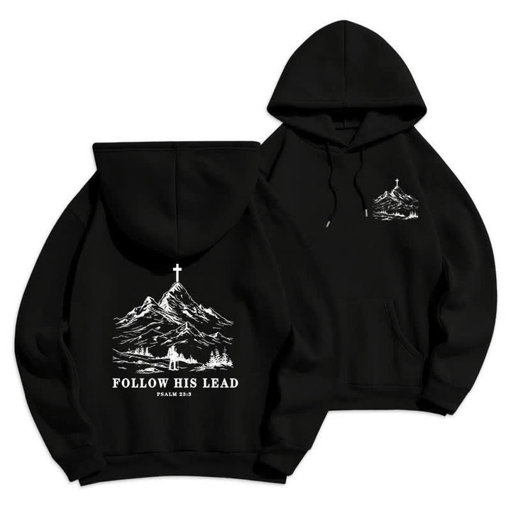 Christianartworkshop Follow His Lead Mountain Cross Pullover Hoodie - Black - 2XL - image 0